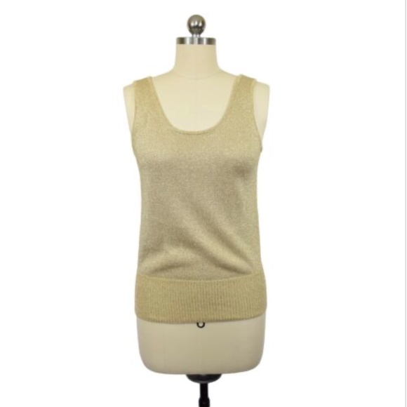 Christine Phillipe Gold Knit Cami Top Medium - Picture 1 of 7